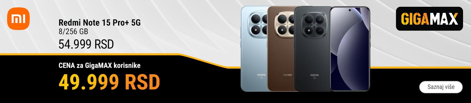 XIAOMI Redmi Note 15 Pro+ 5G 8/256 GB po super ceni - samo za GigaMAX korisnike