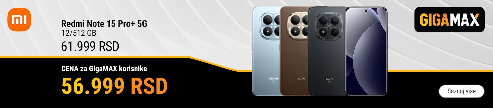 XIAOMI Redmi Note 15 Pro+ 5G 12/512 GB po super ceni - samo za GigaMAX korisnike