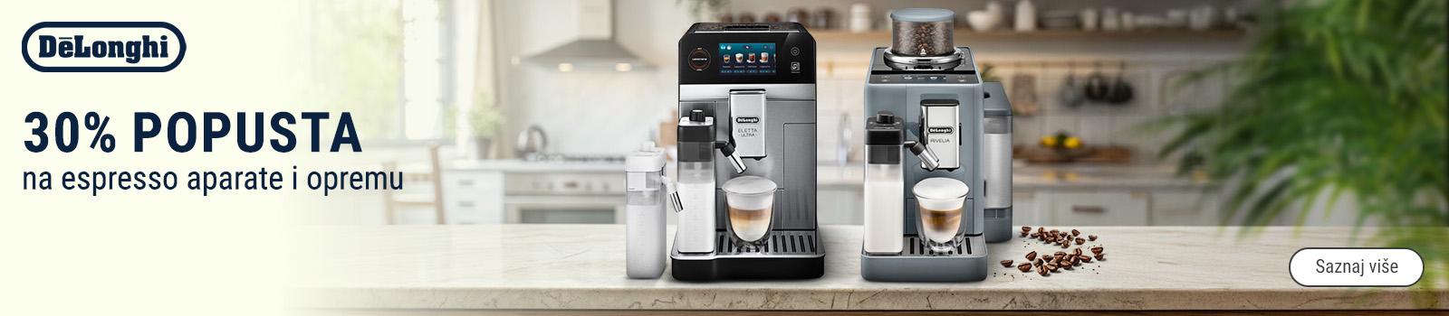 30% popusta na DeLonghi espresso aparate i opremu