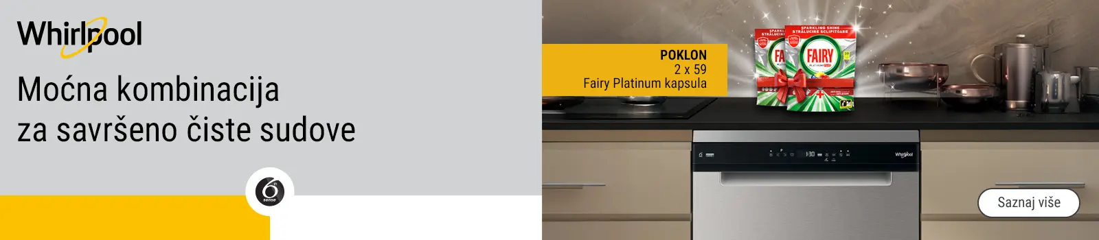 Whirlpool mašine za pranje sudova + Fairy Platinum poklon paket